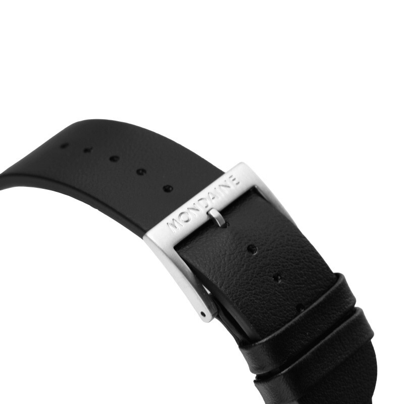 MONDAINE GENUINE MONDAINE QUARTZ WATCH MENS 41MM 5ATM LEATHER BAND CHRONOGRAPH SWISS MADE