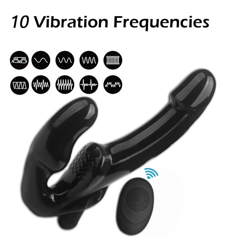 Double Ended Strap On Dildo Strapless Vibrating G-Spot Women Lesbian Sex Toy USA