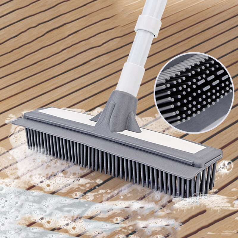 Soft Silicone Bristle Floor Brush Rubber Broom Squeegee Cleaner with