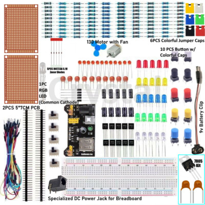 830 POINT SOLDERLESS BREADBOARD MB-102 POWER SUPPLY MODULE 65 PCS JUMPER CABLE 