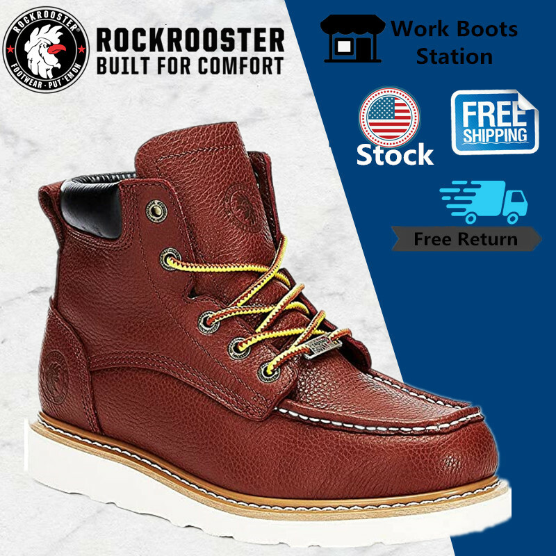 Preowned Rockrooster 6''brown Oiled Full Grain Leather Work Boots Soft