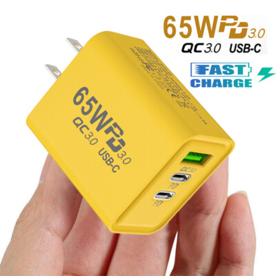 65W Fast Charging Double USB-C QC3.0 Wall Charger For Cell Phone iPad Universal