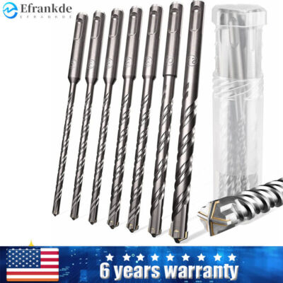 3/16-1/2'' X6'' Drill Bit Set SDS Plus Rotary Hammer Concrete Masonry Carbide Tip
