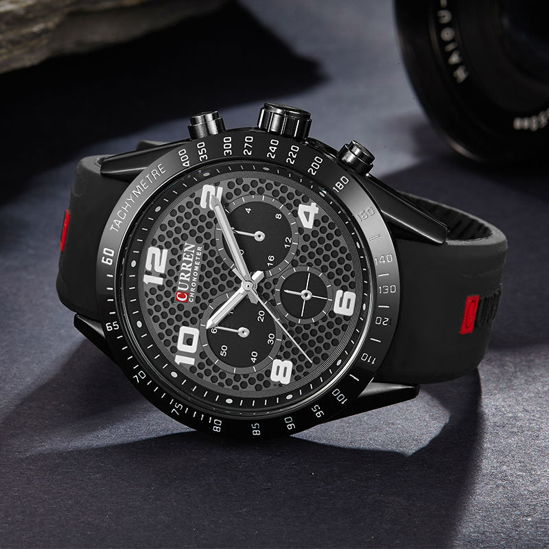 Orologio Polso Curren 8167 Uomo Analogico Quarzo Moderno Nero Quad. Nero lac