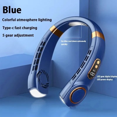 Portable Xiaomi HangingNeck USB Fan Digital Display Power Bladeless Neckband Fan