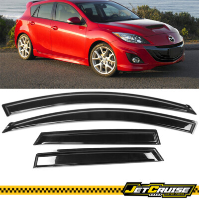 Fit 10-13 Mazda 3 Hatchback Tape On Window Visors Rain Sun Guard 4Pc Set Acrylic