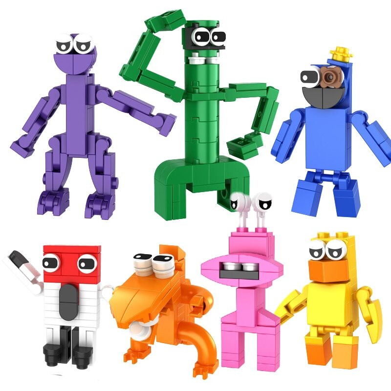 7pcs/set Miniblock Horror Rainbowed Friends Building Blocks Cartoon Toy Kid Gift