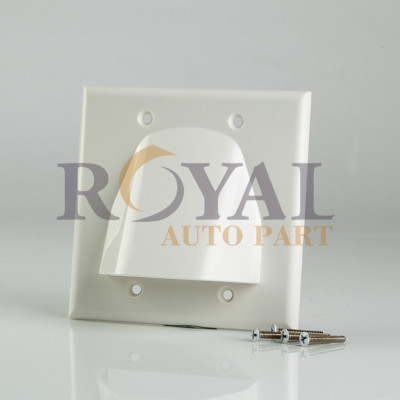 Bulk Cable Wall Plate Soft White Double Wide Slot Outside Wall  A/V