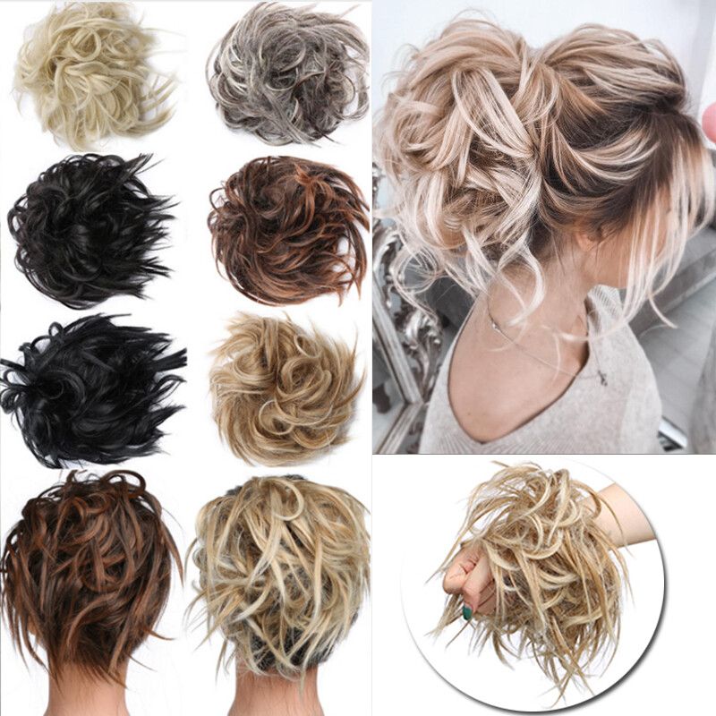 Tousled Updo Messy Ponytail Bun Elastic Band Wrap On Hair Piece