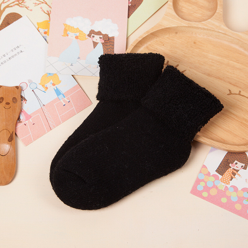 5 Pack Girl Boy Wool Cashmere Cushioned Socks Solid Thicken Warm Kid Child 0-6Y