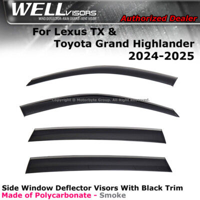 WELLvisors Window Visors For 2024-2025 Toyota Grand Highlander TX350 Black Trim