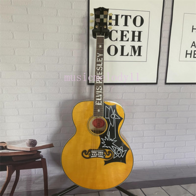 Custom Elvis Presley J-200 Natural 6 String Acoustic Guitar Solid Spruce Top