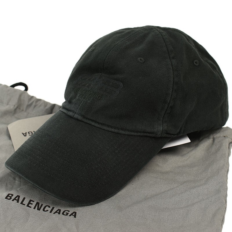 BALENCIAGA Distressed Black BB PARIS ICON Cotton Baseball