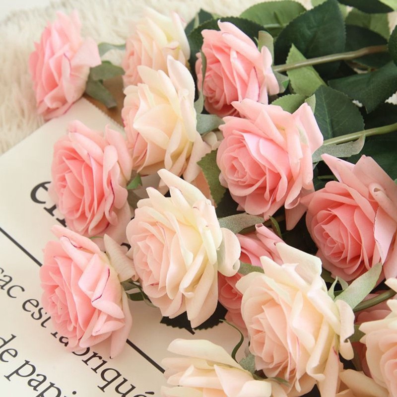 Détails Sur Artificiel Simple Tige Rose Fausse Fleurs Soie Feuille Maison Mariage Fête Déco