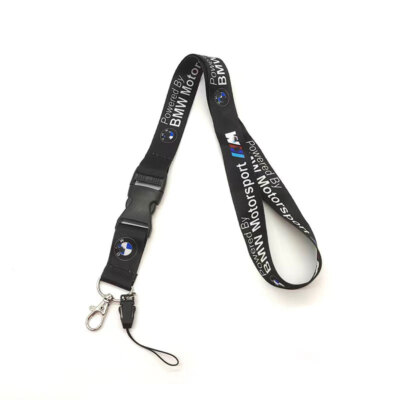 For BMW M 1PCS Motorsport Black Lanyard Neck Strap Key Chains ID Holder Keyring