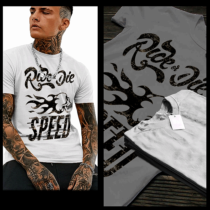 Motorcycle t-shirt racing American motorbike sport racing drag racing flames tee