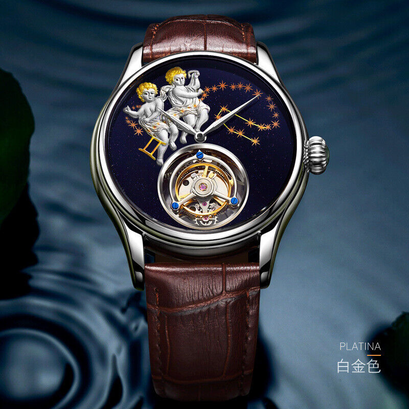 Pre-owned Aesop Brand Man's Watch Tourbillon Mechanical Wristwatches Fashion Waterproof In Silver
