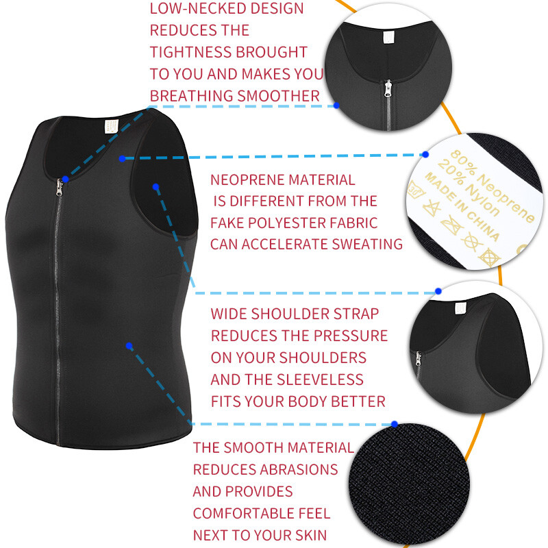 Men Weight Loss Workout Neoprene Body Shaper Sweat Sauna Suits Exercise Gym Vest