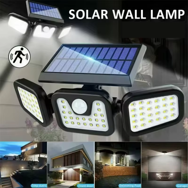Solar Lights Outdoor Motion Sensor Human Induction Adjustable Head IP65 Waterpro