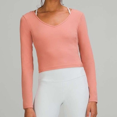 Lululemon Align Long Sleeve Cropped Savannah Pink Top Shirt Sz 6 New W/Tag