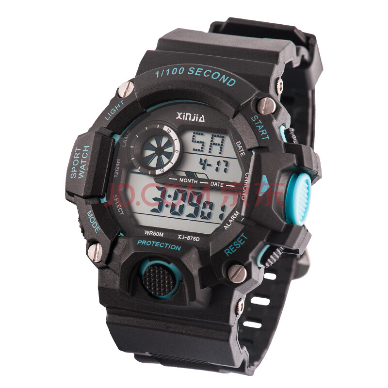 Orologio Sportivo Xinjia Xj-875dm Resistente Acqua Cronometro Nero Azzurro lac