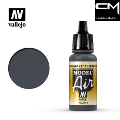 Vallejo Model Air 71.115 Blue Grey RAL7016 17ml Acrylic Airbrush Ready Paint