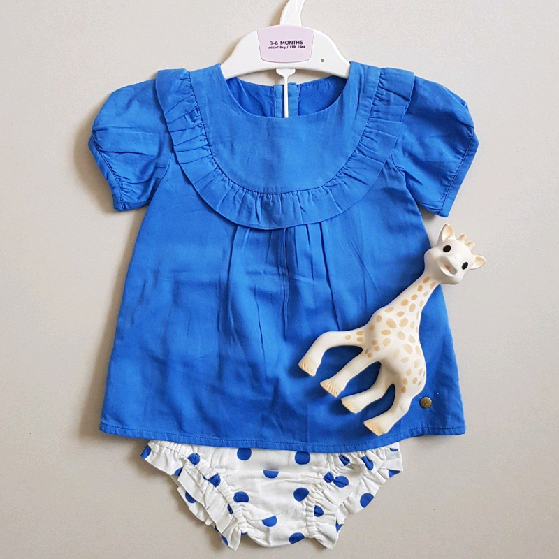 Marks and Spencer Baby Girls Smocked Top and Bloomer Set 36 in