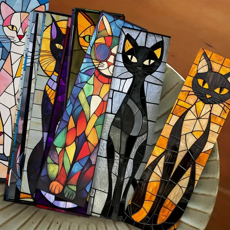 Cat Bookmark Set - Stained Glass - Whimsical - 5