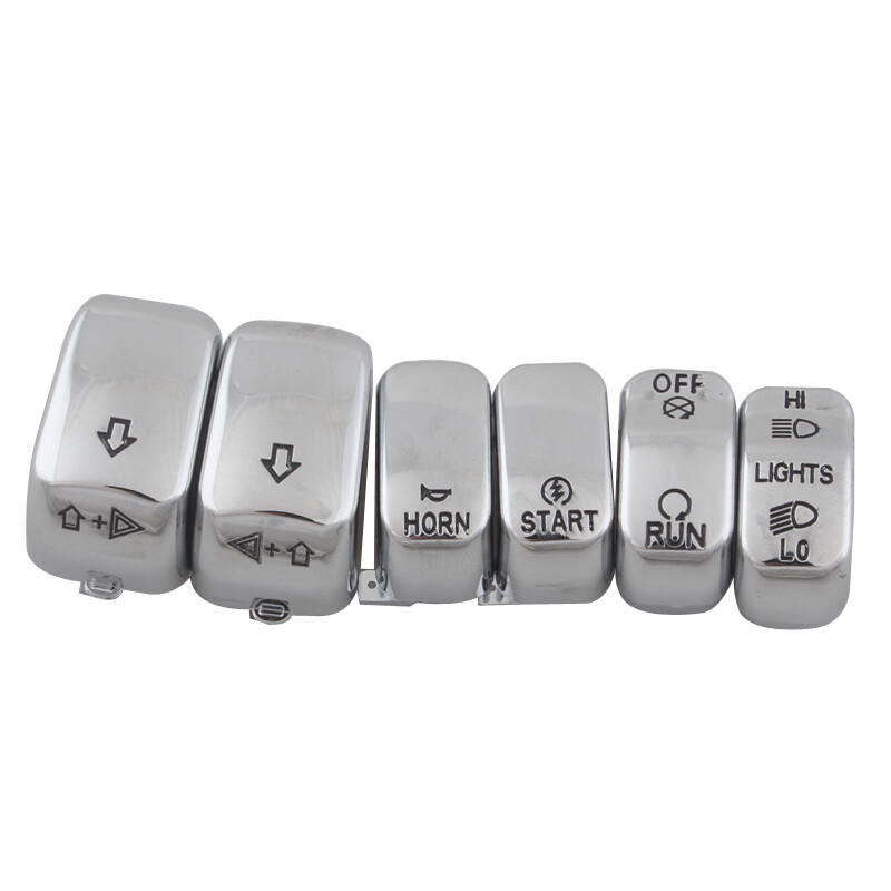 6Pcs Chrome Switch Cap Button Ccover for Harley Softail Sportster XL Dyna 96-13