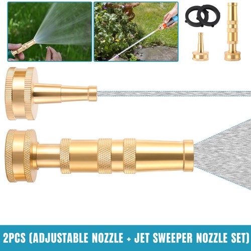 Solid Brass Garden Spray Nozzle Adjustable Twist Water Hose USA Stock 2 PACK