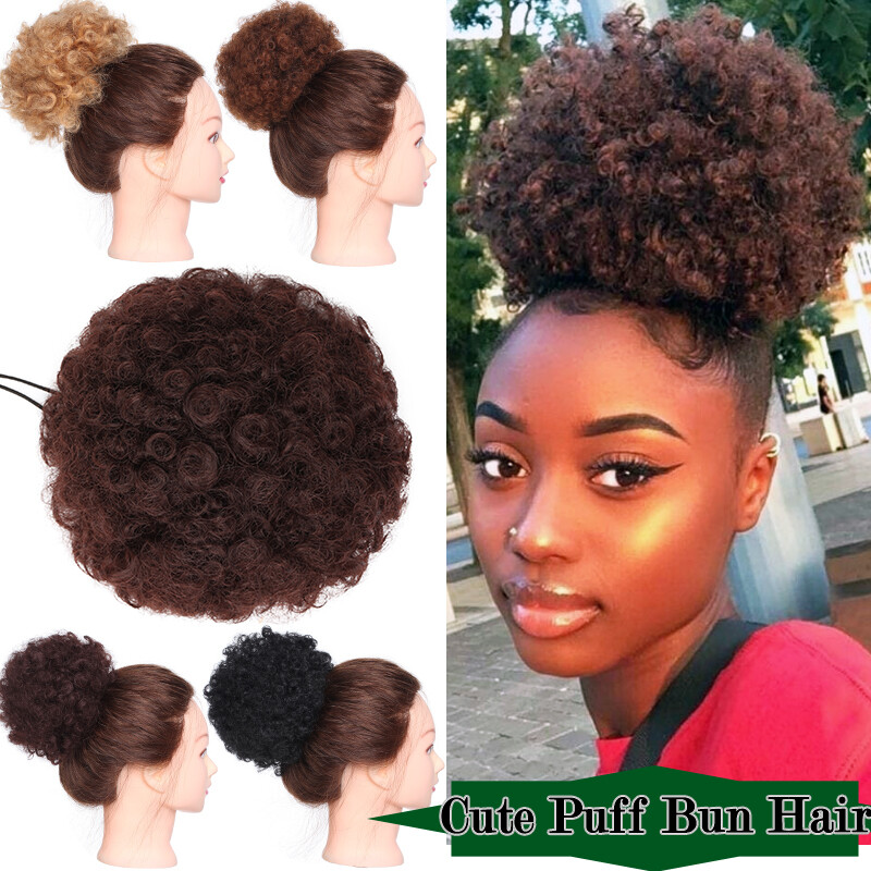 Large Afro Ponytail Puff Drawstring Wrap Synthetic Curly Hair Bun
