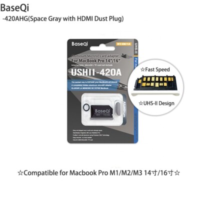 Baseqi For Macbook Pro 14inch 16inch M1/M2/M3 Micro SD Card Adapter 420AHG