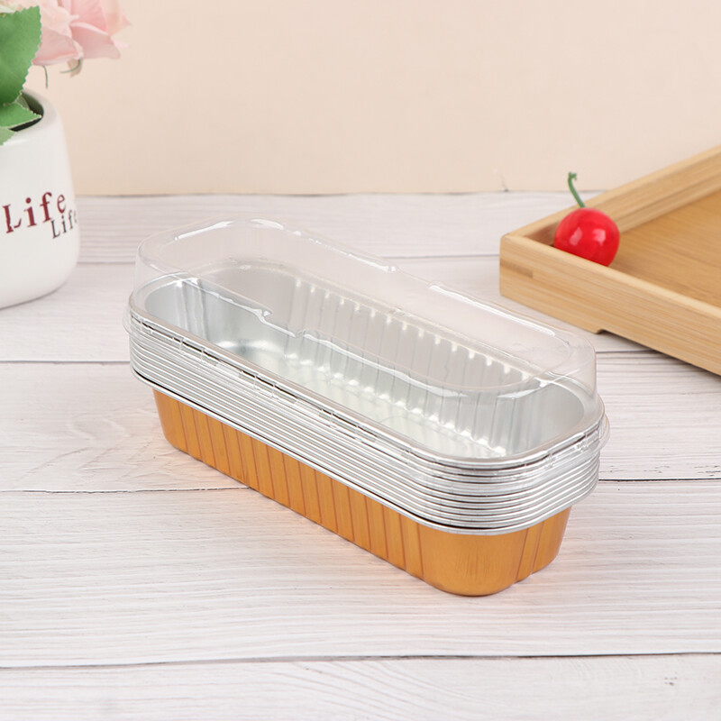 10pcs Aluminum Foil Baking Cake Box Cupcake Baking Pan Pudding Box With