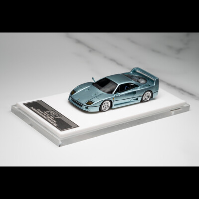 SCM 1:64 Ferrari F40 Light Weight Ver. 1990 Diecast Car Model Icy Blue Metallic