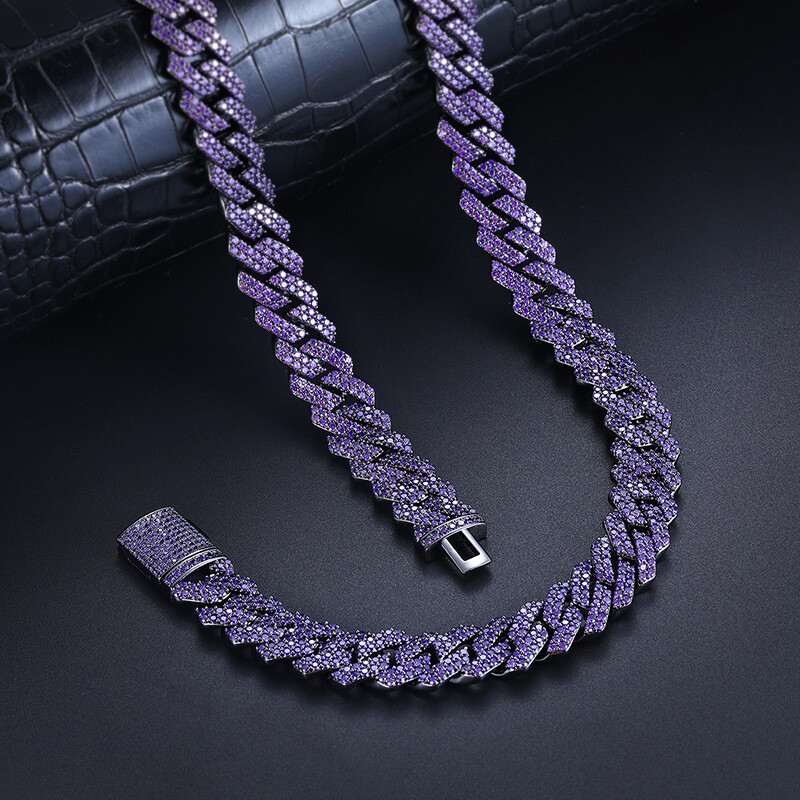 TWICE 着用☆関税込☆BLACKPURPLE★Square Cubic Chain Necklace TWICE 着用☆関税込☆BLACKPURPLE☆Square Cubic Chain Necklace
