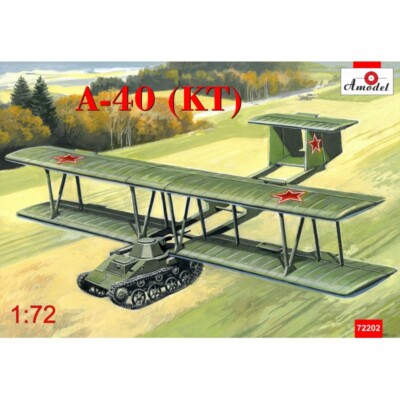Biplane Antonov A-40 (KT) prototype flying tank using T-60 Amodel 72202 kit 1:72