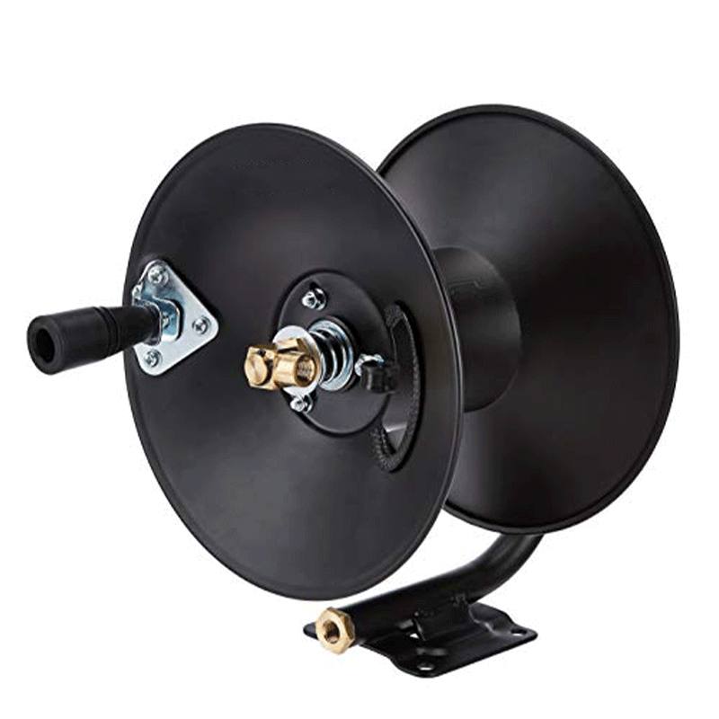 Manual Hose Reel - Fits 3/8-Inch by 50-Feet Air Hoses (Not Included), Black