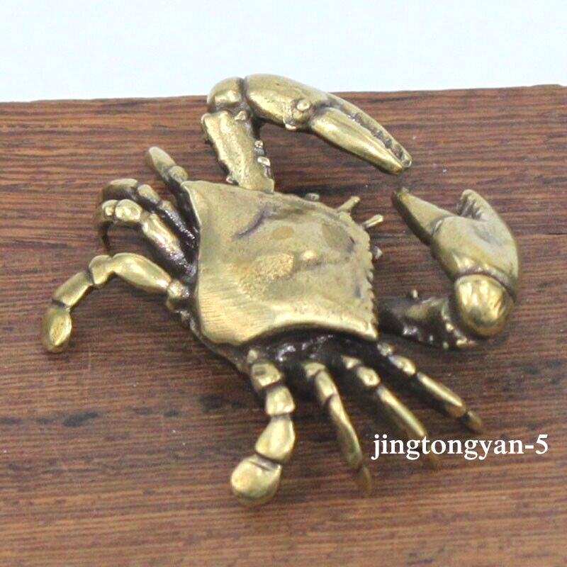 Brass Crab Figurine Statue Home Office Table Decoration Animal Figurines Toys
