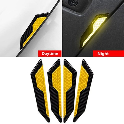 4x Car Door Edge Guard Reflective Sticker Tape Decal Warning Anti-scratch Yellow