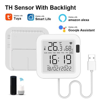 Tuya WIFI Smart Temperature And Humidity Sensor With LCD Display Smart Life Work