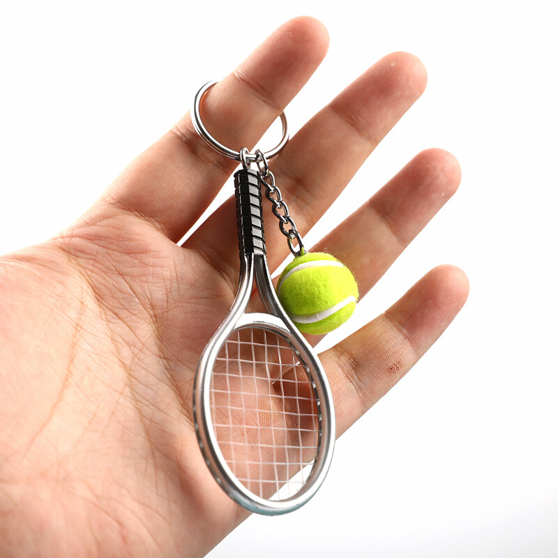 Cute Sport Mini Tennis Racket Pendant Keychain Finder Holer Accessories Gifts T4