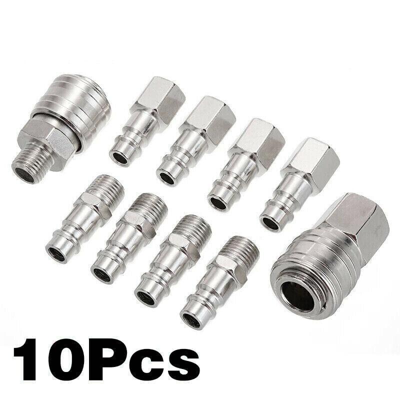 10PCs 1/4 BSP Euro Air Line Hose Compressor Fitting Connector Quick Release