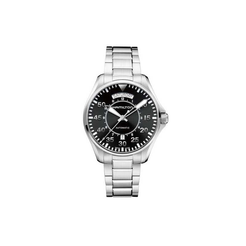Pre-owned Hamilton Khaki Aviation Pilot Day Date Automatic 42mm Black Dial H64615135