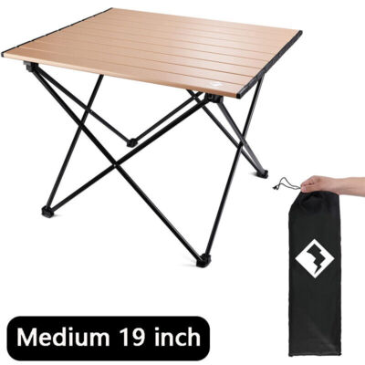 VILLEY 19'' Folding Beach Table Ultralight Aluminum Table Portable Camping Table