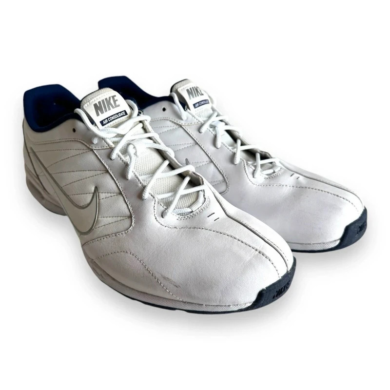 Nike Air Consolidate Mens Trainers White Navy Leather UK 12 2011 454125-103
