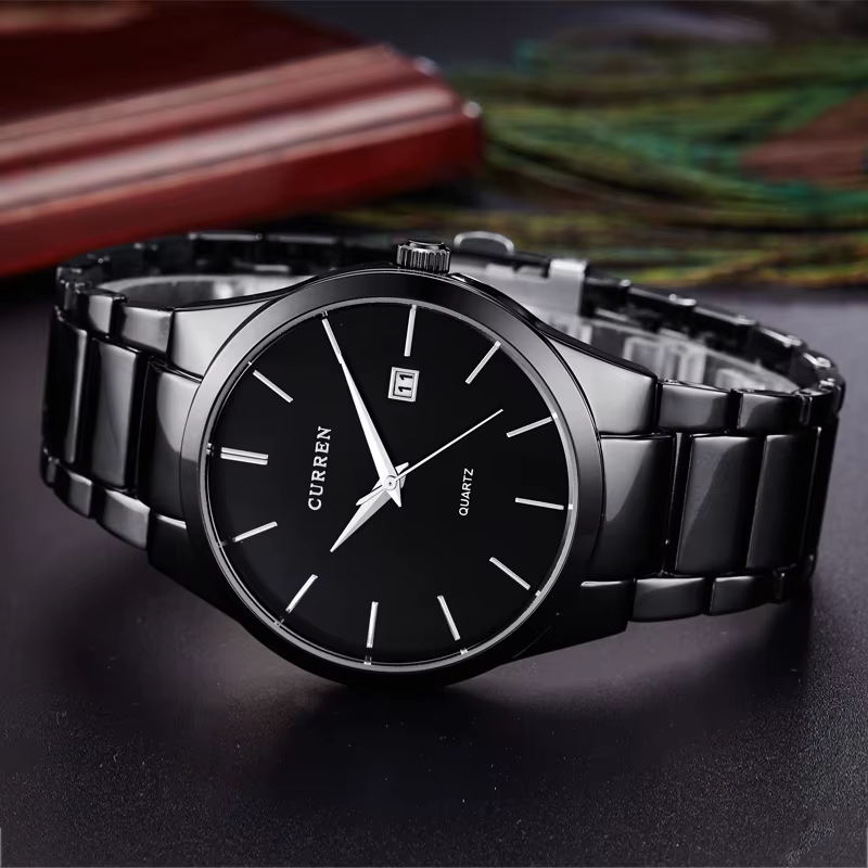 Men Watches Top Brand Luxury Male Watch Full Steel Display Date Fashion Quartz-W