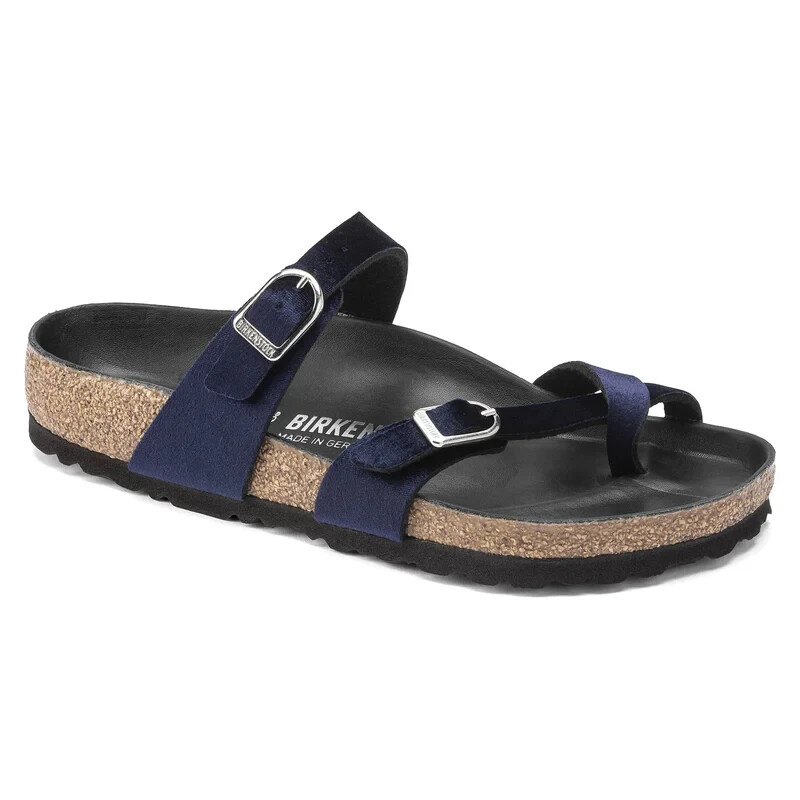 Pre-owned Birkenstock Mayari Big Buckle Velvet Sandal, Blue, Eu39 Us9-9.5, Wide Width