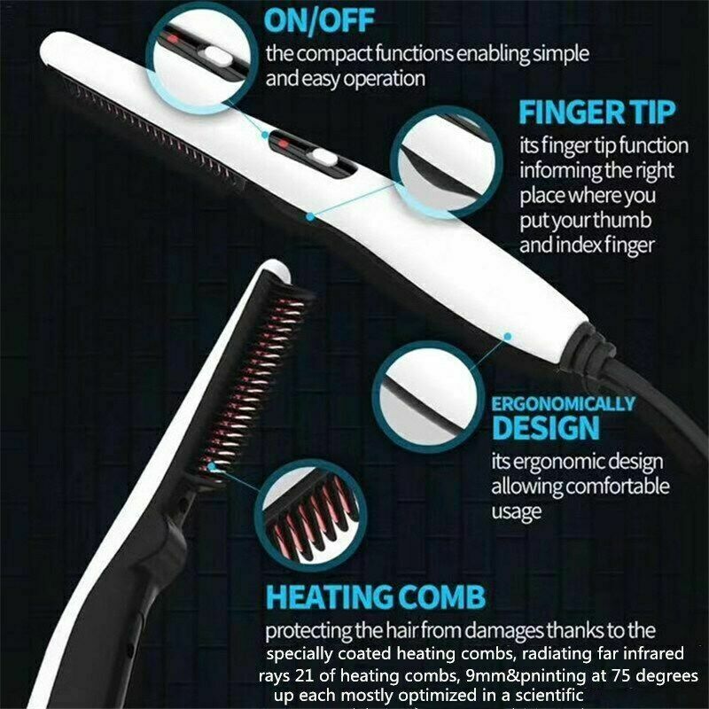 Beard Straightener Comb Quick Heated Brush Styler For Mens Pro Hair Electric