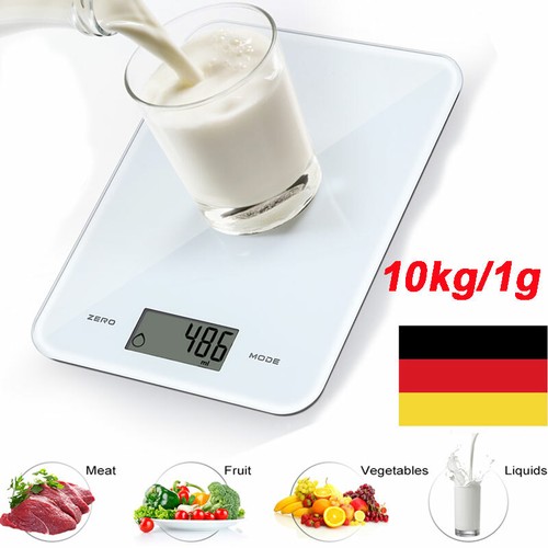 10kg/1g Flache Haushaltwaage Küchenwaage Präzisionwaage Feinwage Grammwaage Weiß