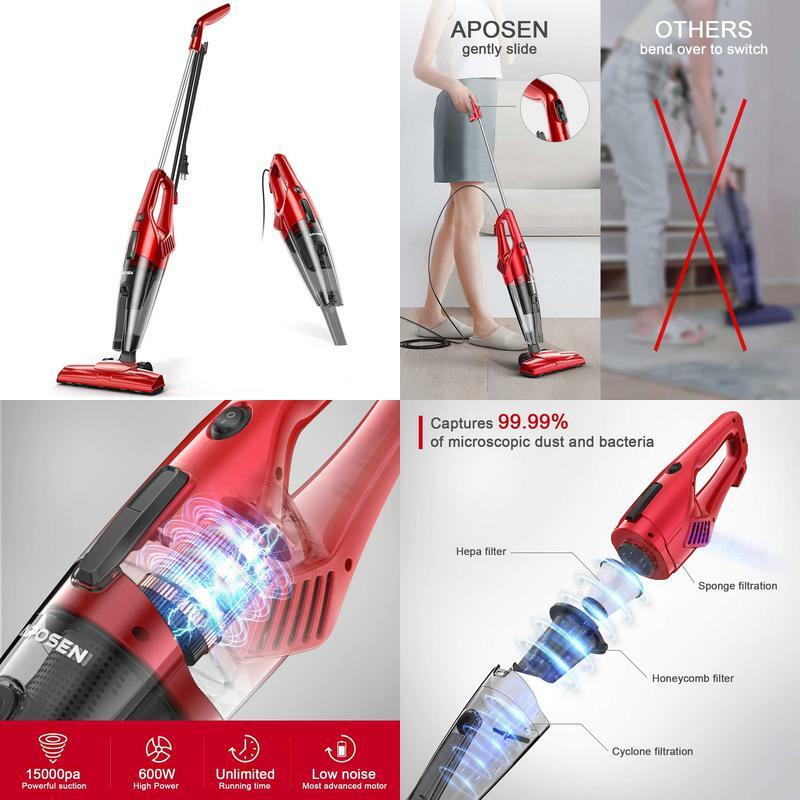 Aposen Staubsauger 600W Leichter Leiser Staubsauger Mit Kabel Für Hartböden Un